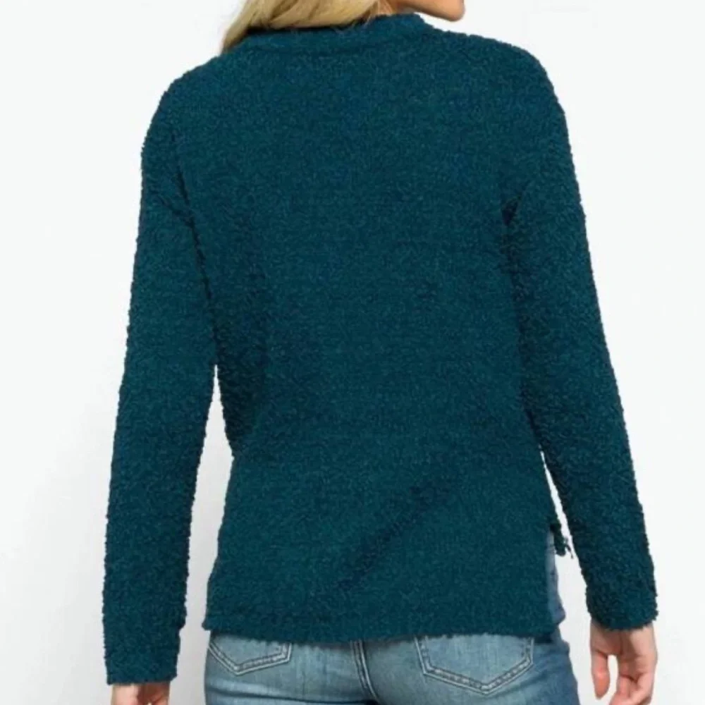 Bobeau Fannie Popcorn Sweater Teal Green Stitch Fix Size Medium
